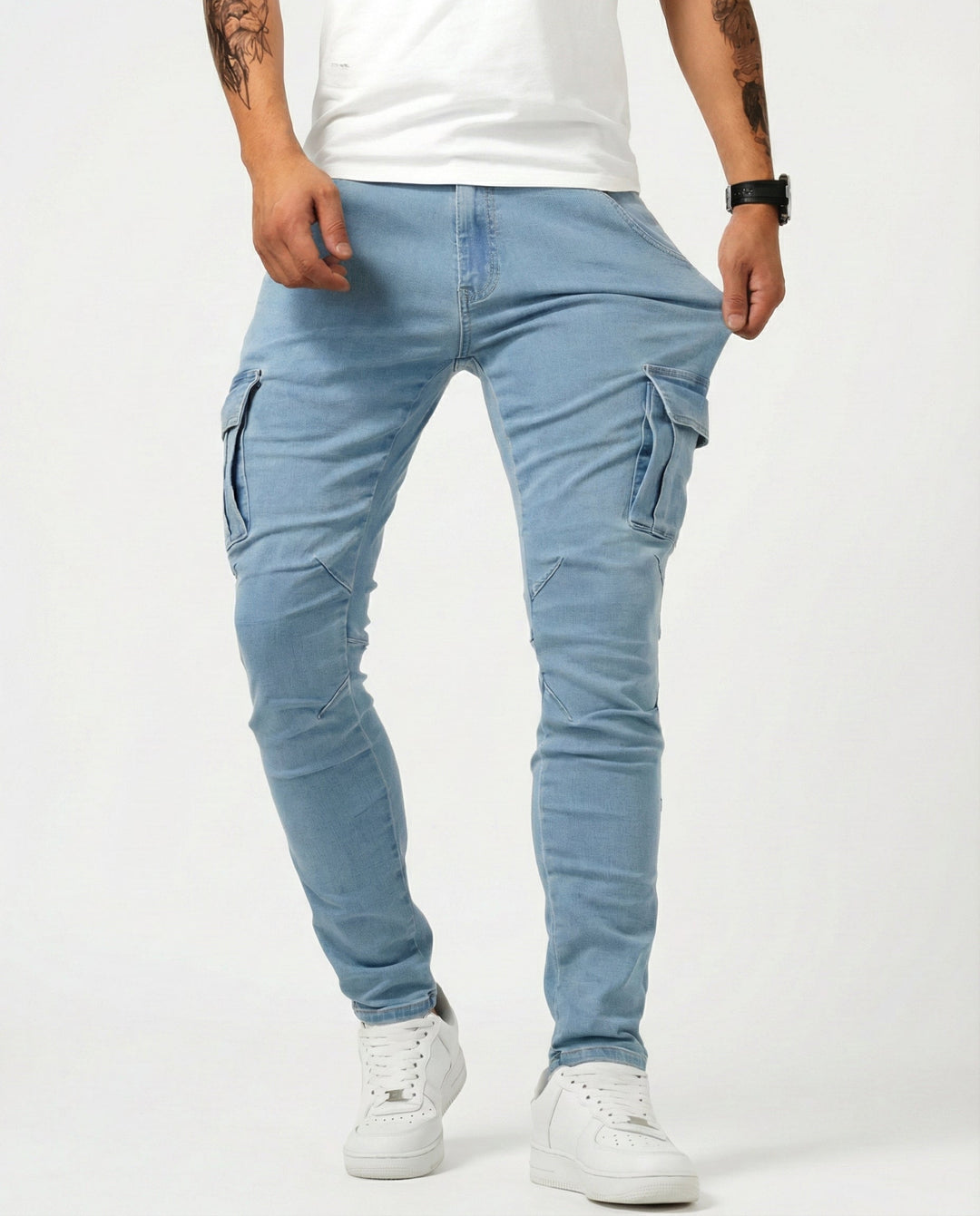 Duvan - Pantalón Cargo Marino Elástico para Hombre
