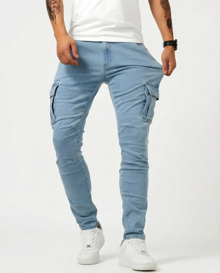 Duvan - Pantalón Cargo Marino Elástico para Hombre