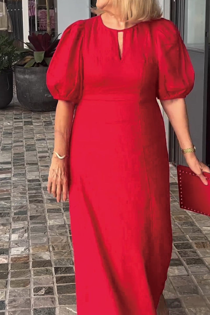 Lea™ Vestido de algodón y lino de color sólido