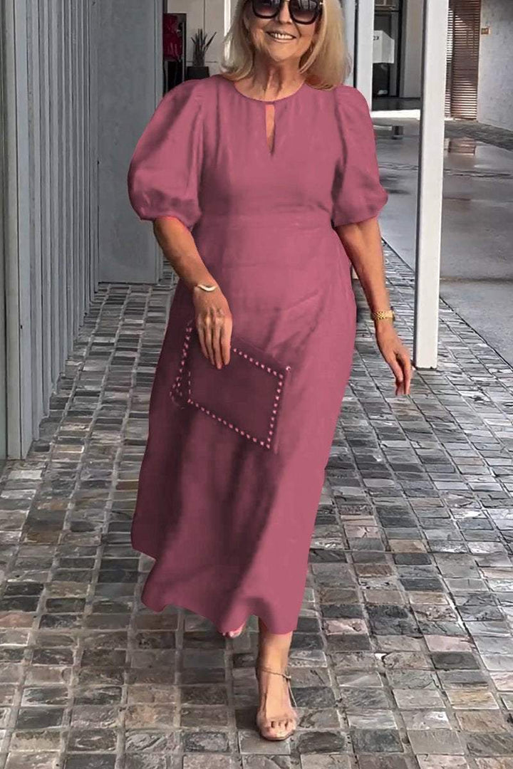 Lea™ Vestido de algodón y lino de color sólido