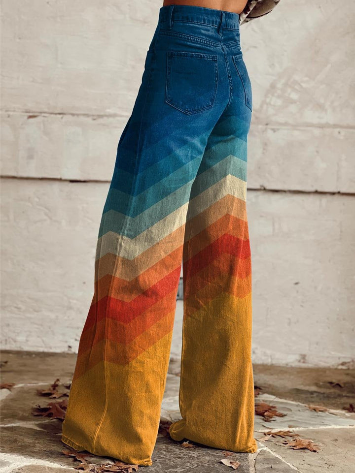 Léa - Elegante Pantalones Retro Zigzag para Mujer