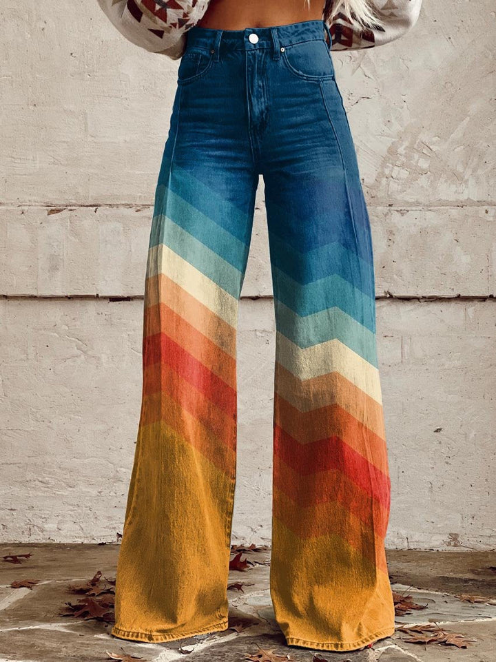 Léa - Elegante Pantalones Retro Zigzag para Mujer