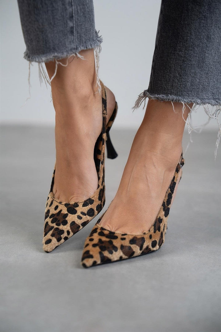 Monique – Zapatos de tacón de leopardo con punta puntiaguda para Mujer