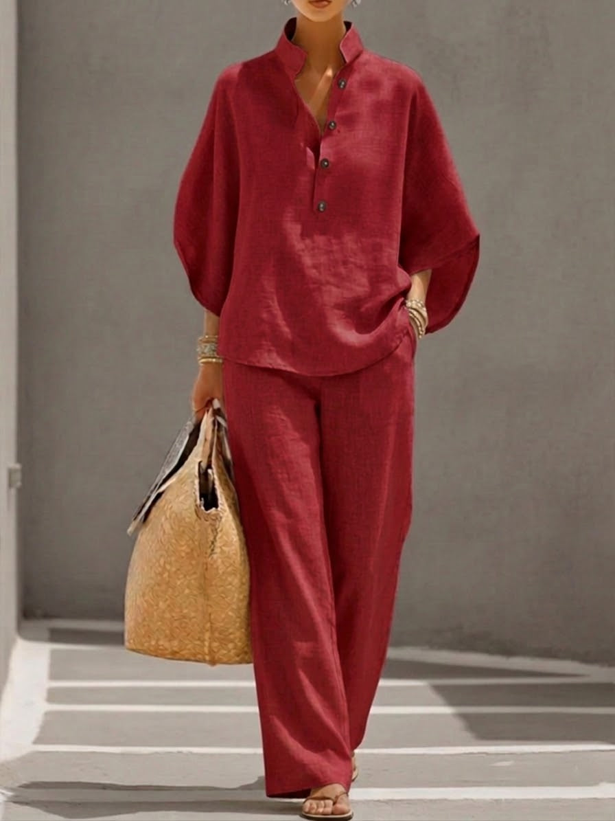 Mariel | Conjunto completo con mangas de murciélago y pantalones amplios para Mujer