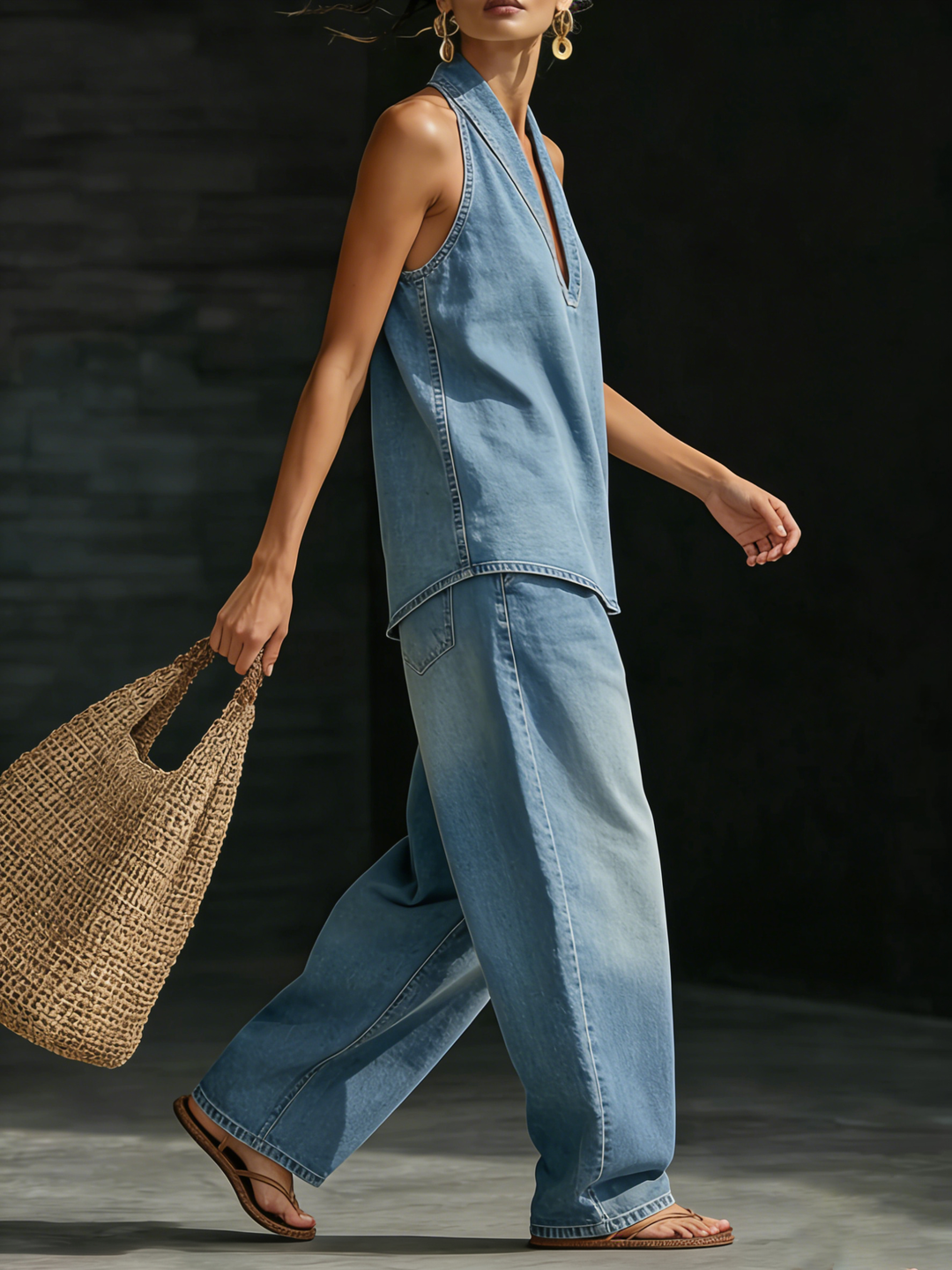 Mary | Conjunto de Dos Piezas de Denim Minimalista y Cómodo para Mujer