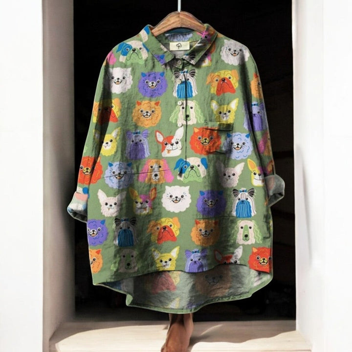 Astrid | Blusa exclusiva de mujer con estampado de perro