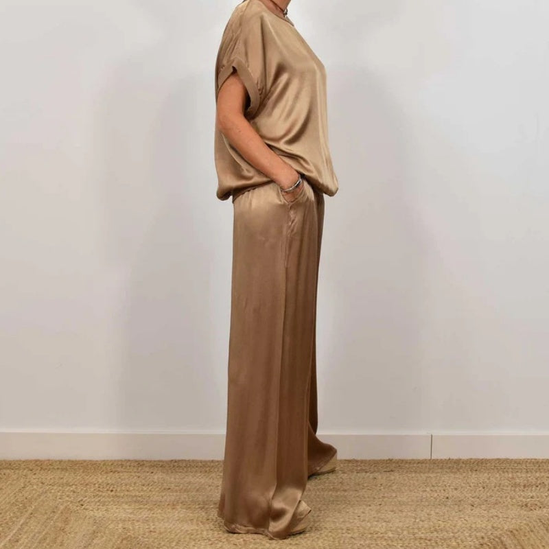 Emily - Elegante conjunto de satén de dos piezas