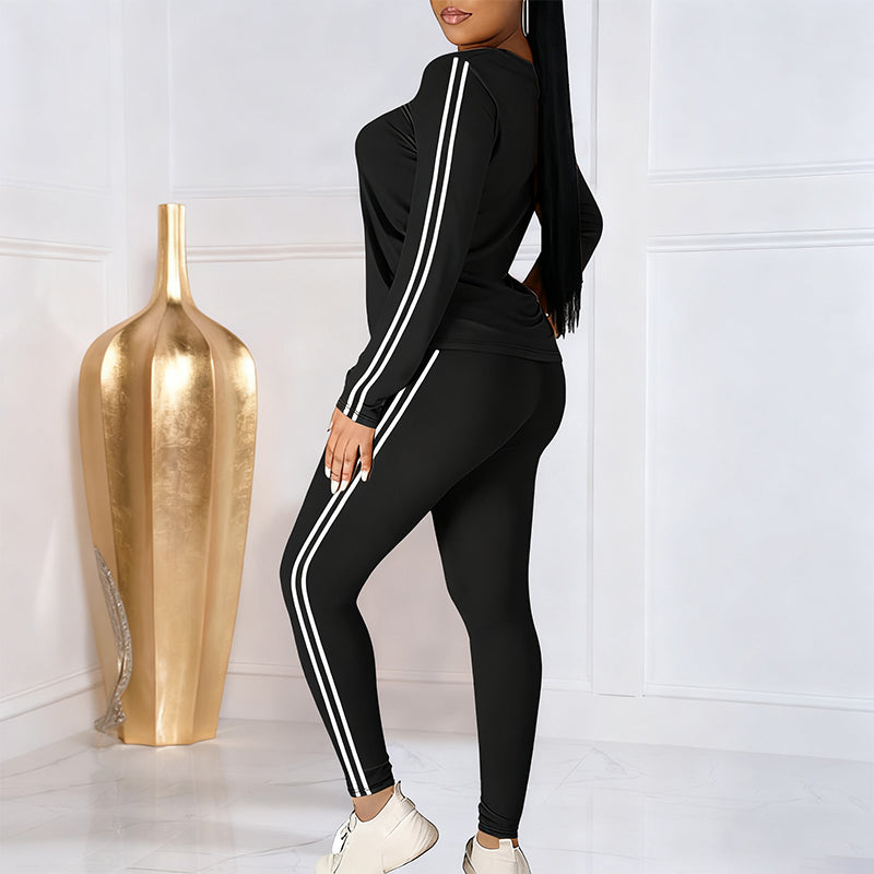 Lila - Conjunto de chándal de 2 piezas para mujeres con mangas largas