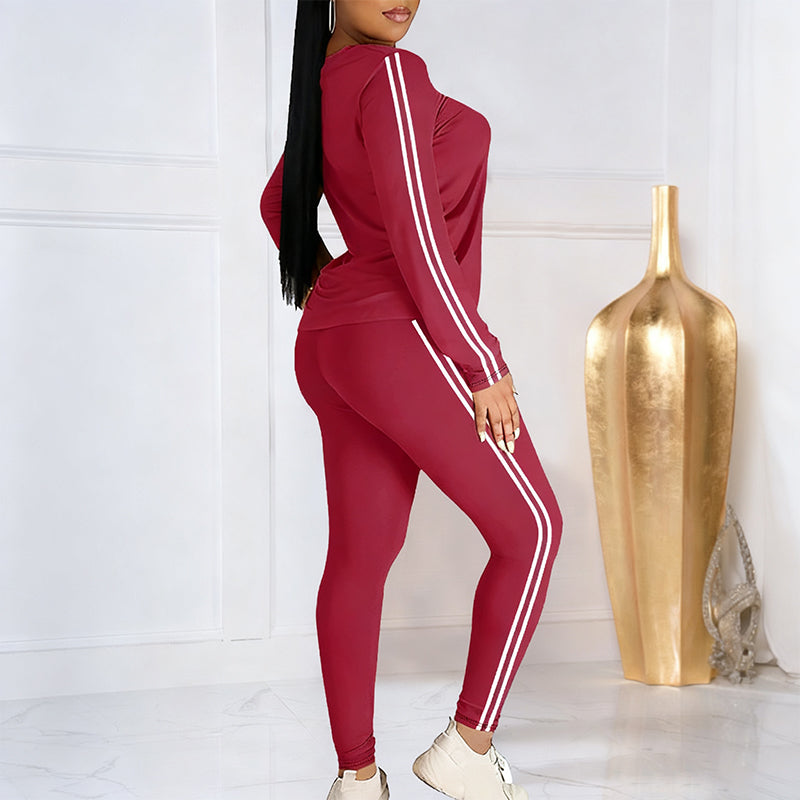 Lila - Conjunto de chándal de 2 piezas para mujeres con mangas largas