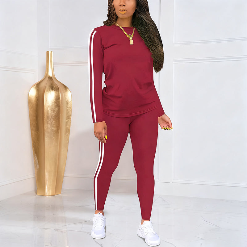Lila - Conjunto de chándal de 2 piezas para mujeres con mangas largas